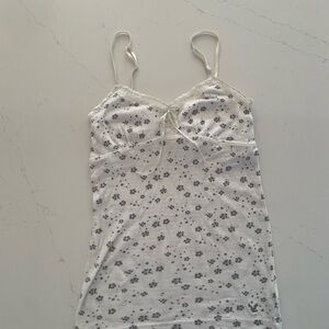 American Eagle Outfitters White Floral Tank Top